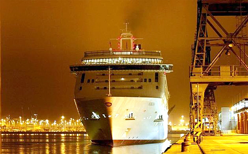 P and O cruise liner Aurora docks at Southampton in southern England,