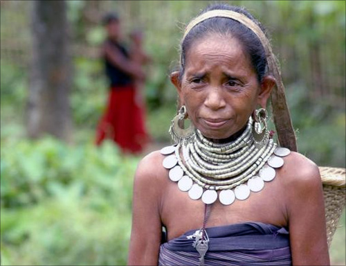 A tribal woman in Gandacherra village, about 190 km (118 miles) southeast of Agartala.