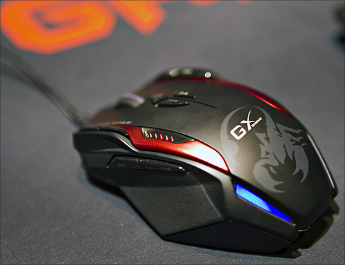 A 12-button Gila GX Gaming Series mouse by Genius is displayed at the opening press event of the Consumer Electronics Show (CES) in Las Vegas.