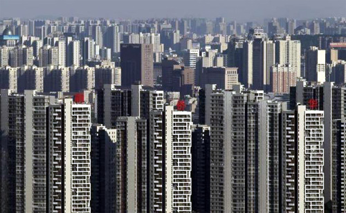 Residential buildings are seen in Wuhan, Hubei province.