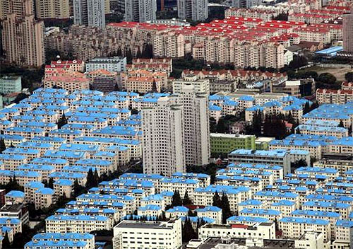 A residential area is seen in Pudong district in Shanghai.