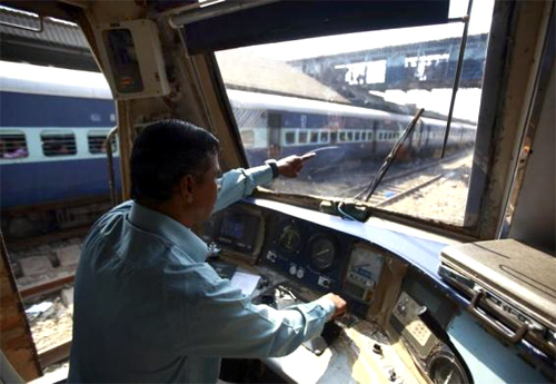 Train driver Ts Unnikrishnan Nair, operates the train from Kalyan Railway Station toward Chhatrapati Shivaji Terminus Railway Station in Mumbai.
