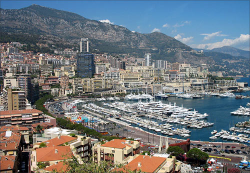 View of Monaco, Harbour and parts of Monte Carlo.