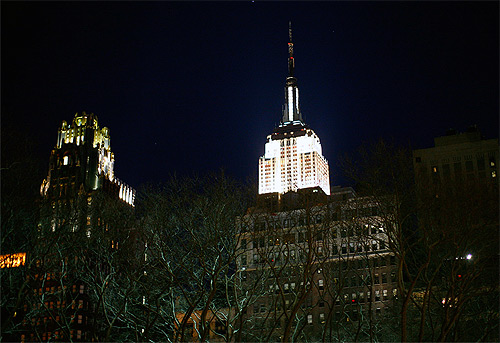 Empire State Building is seen during Earth Hour in New York City.