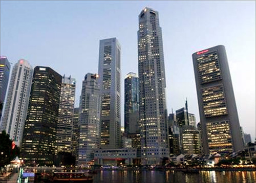 A view of the Central Business District in Singapore.