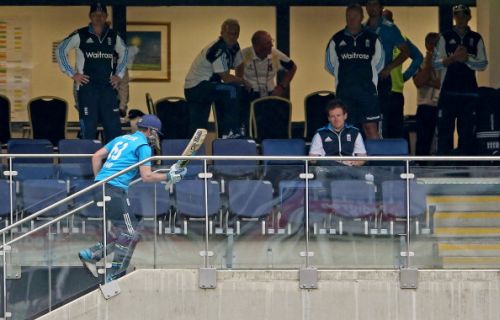 Jos Buttler of England looks dejected as he makes his way back to the changing room after being run out at the non strikers end by Sachithra Senanayake