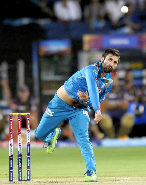 Parvez Rasool in action for India.