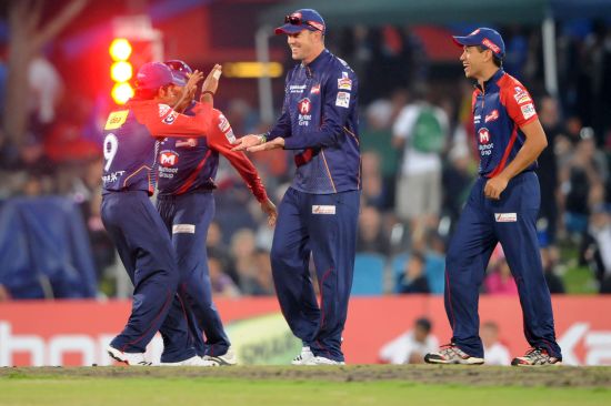 Kevin Pietersen celebrates after picking a wicket