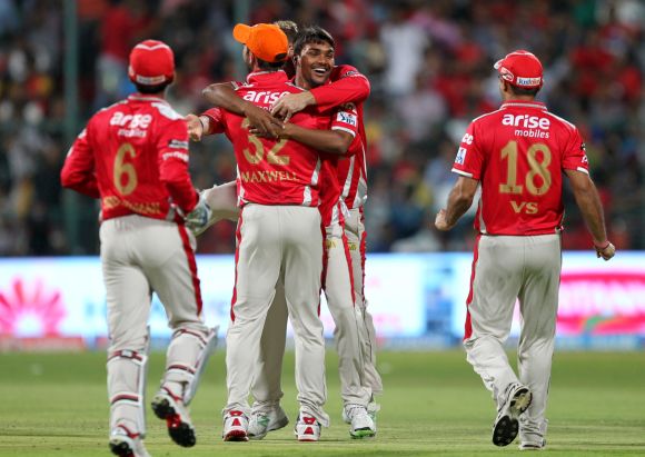 Sandeep Sharma celebrates after picking a wicket