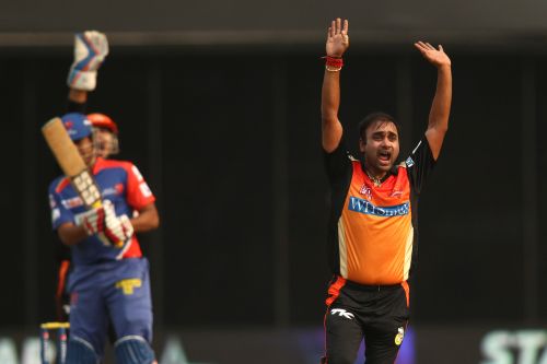 Amit Mishra appeals for a wicket