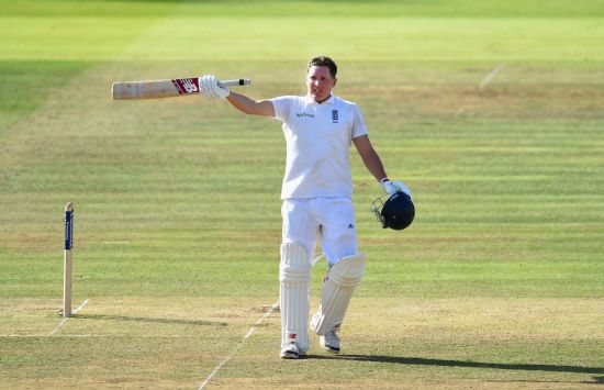 England batsman Gary Ballance celebrates after scoring a century on Day 2 of the Lord's Test against India