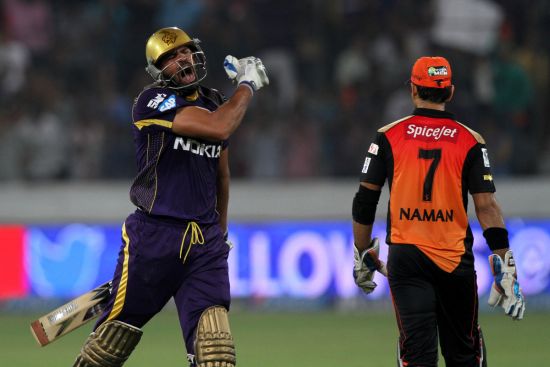 Yusuf Pathan reacts after winning the match