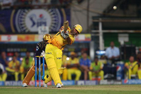 Suresh Raina hits a six