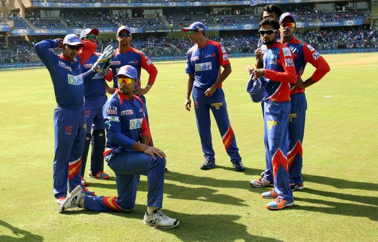Delhi Daredevils during a warm up session