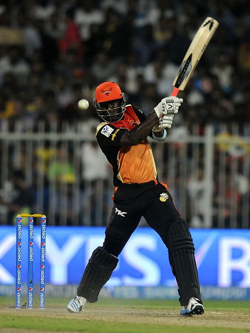 Darren Sammy hits a six