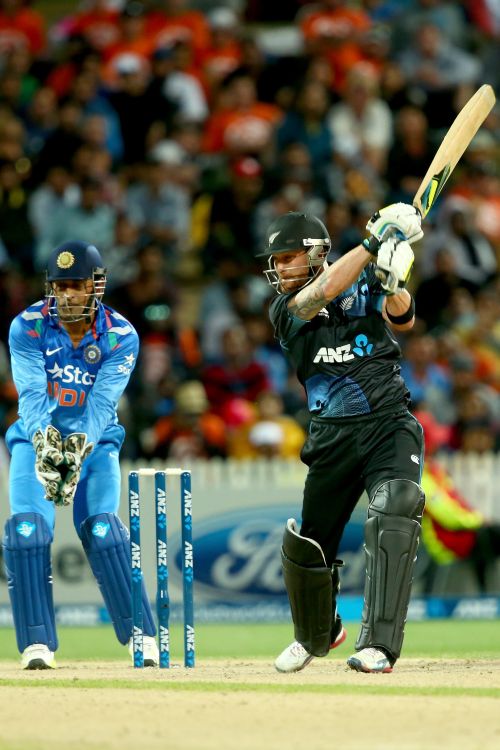 Brendon McCullum hits one to boundary