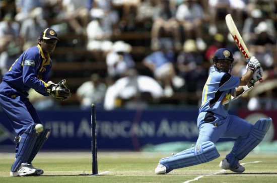 Sachin Tendulkar bats during 2003 World Cup match against Sri Lanka