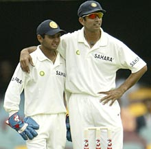 Parthiv Patel (left) with Rahul Dravid