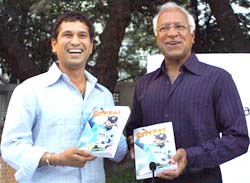 Sachin Tendulkar launches Khalid Ansari's book 'Cricket at Fever Pitch' on Tuesday.