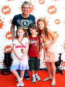 Shane Warne with his three children