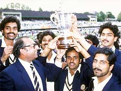 The Indian team with the 1983 World Cup