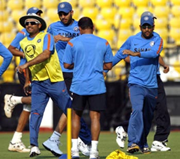 The Indian team during a practice session