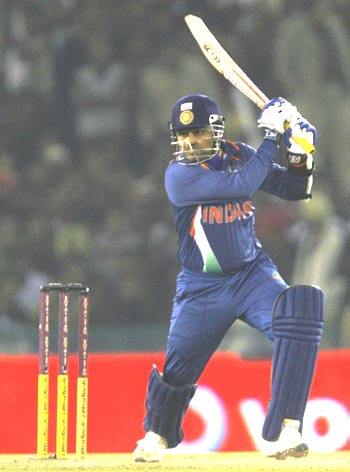 Virender Sehwag plays one through the covers