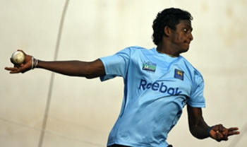 Spinner Ajantha Mendis at the nets