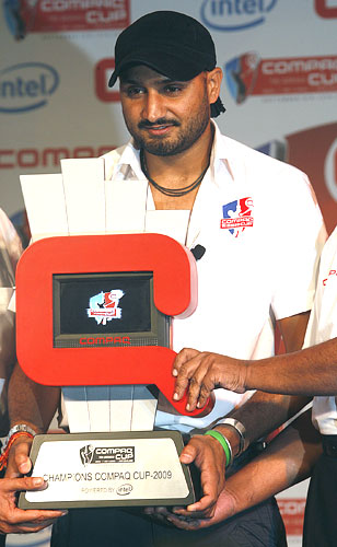 Harbhajan Singh with Compaq Cup trophy
