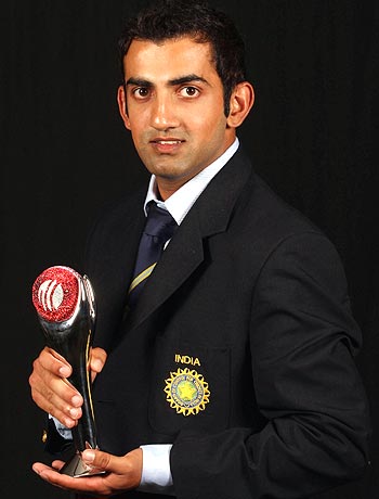 Gautam Gambhir with the ICC Player of the Year trophy