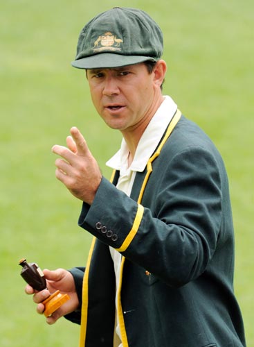 Australia's Ricky Ponting holds a replica Ashes urn before the first Ashes Test against England in Cardiff