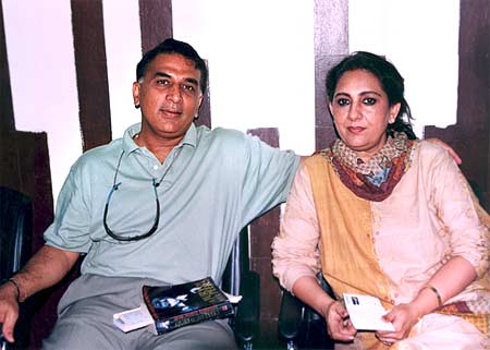 Sunil Gavaskar with his wife Marshniel