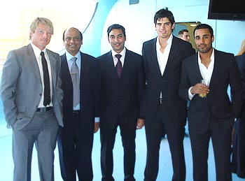 English cricketers Ian Bell, Alastair Cook and Ravi Bopara