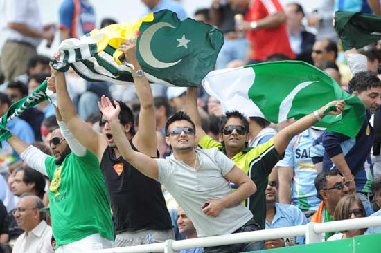 Pakistani fans enjoy during the matcn