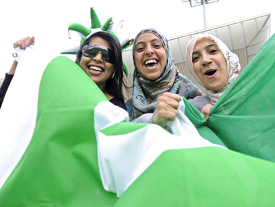 Young Pakistani fans enjoy their time at the semi-final match