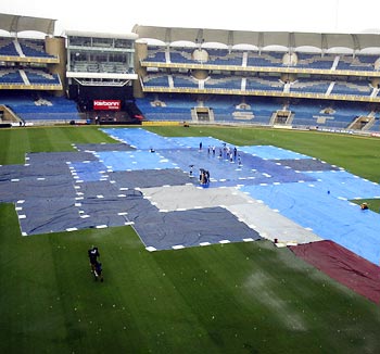 Covers on at the DY Patil stadium