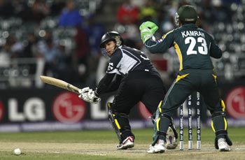 Ross Taylor guides the ball down towards fine-leg boundary