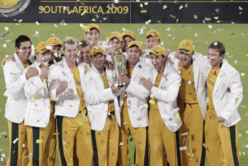 Australia celebrates winning the ICC Champions Trophy final