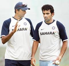 Venkatesh Prasad (left) with Zaheer Khan