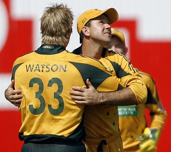 Watson is congratulated by Ponting