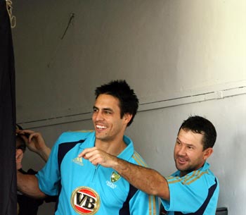 Mitchell Johnson and Ricky Ponting