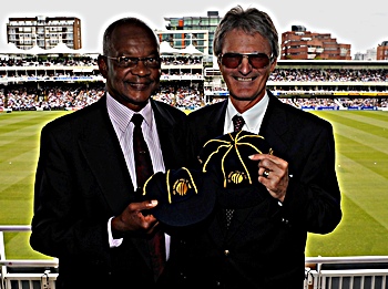 Headley's son Ron and Allan Knott at Lord's on Sunday 