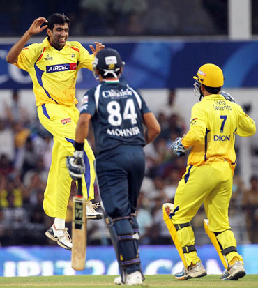 Ashwin celebrates after he picked up Mishra's wicket