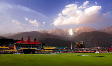 An overview of the Dharamshala Cricket Association Stadium during