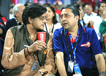 Sashi Tharoor with Amit Mathur of GMR Sports