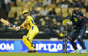 S Badrinath of the Super Kings in action