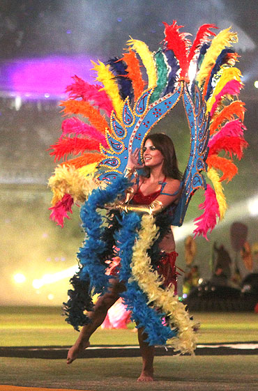 A dancer performs during the closing ceremony of the Indian Premier League