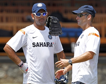 MS Dhoni with Gary Kirsten