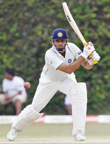 India's Vangipurappu Laxman plays a shot