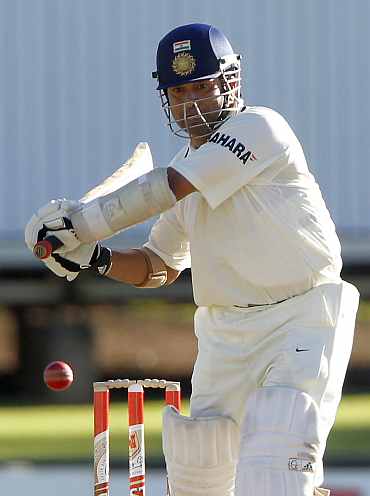 India's Sachin Tendulkar plays a shot during the first Test match against South Africa at Centurion